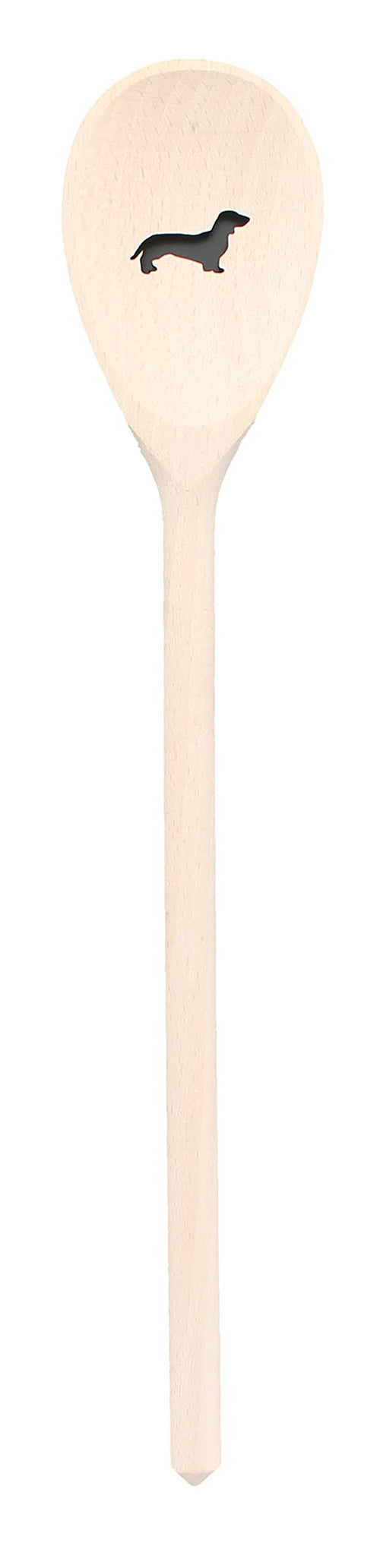 Teemando, Kochlöffel aus Holz mit Motiv Dackel, extra stabil, Naturprodukt: handgefertigt, unbehandelt, Rührlöffel aus Buche, oval 30 cm, das besondere Geschenk