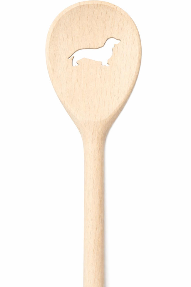 Teemando, Kochlöffel aus Holz mit Motiv Dackel, extra stabil, Naturprodukt: handgefertigt, unbehandelt, Rührlöffel aus Buche, oval 30 cm, das besondere Geschenk