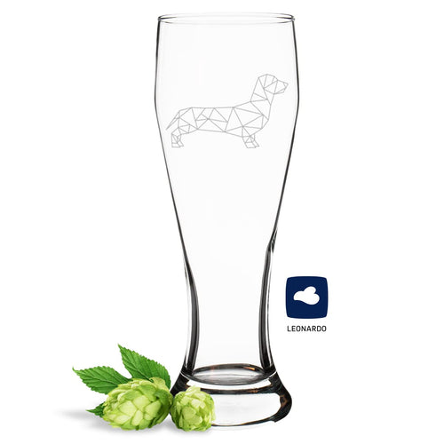 JUNIWORDS Weizenbierglas „Origami-Dackel“, 500 ml