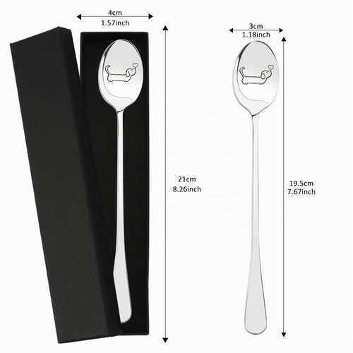 Bluckincle Dackel-Kaffeelöffel aus Edelstahl, 19,5 cm