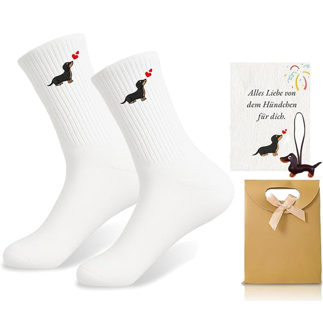 Dackel-Socken-Geschenkset mit Anhänger von MOAZIFI