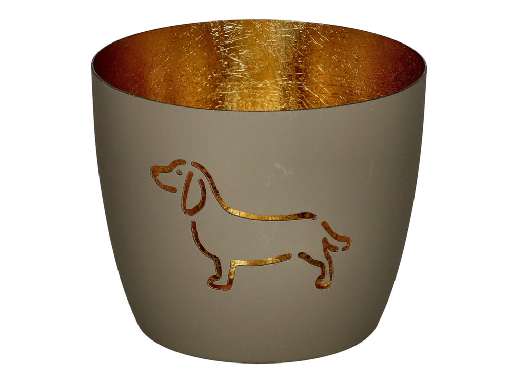 Giftcompany Madras Dackel-Windlicht M, Hot Sandstone/Gold