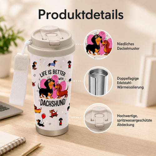 Velvahue Dackel-Thermobecher, 520 ml