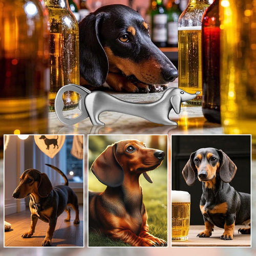 LKKCHER Niedlich Dackel Geschenke, Lustig Dackel Flaschenöffner, Dackel öffner Deko Dackel, Geburtstagsgeschenk Weihnachten Valentinstag Dackel Geschenke für Männer Frauen Dackel Fans, Silber