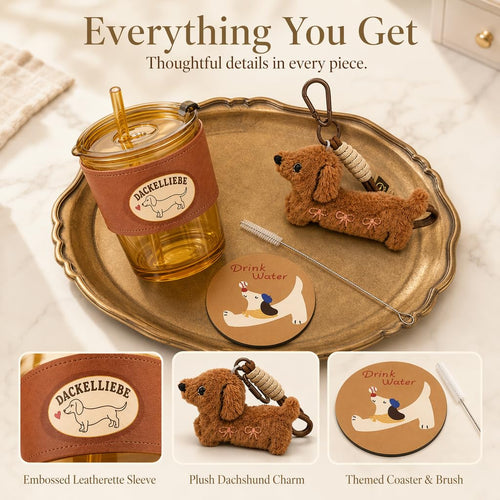 WALLFID Dackel-Glas-Geschenkset mit Zubehör