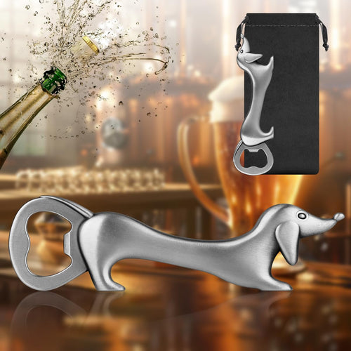 LKKCHER Niedlich Dackel Geschenke, Lustig Dackel Flaschenöffner, Dackel öffner Deko Dackel, Geburtstagsgeschenk Weihnachten Valentinstag Dackel Geschenke für Männer Frauen Dackel Fans, Silber