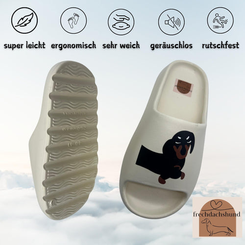 frechdachshund Dackel-Badelatschen, beige, Größe 36–37