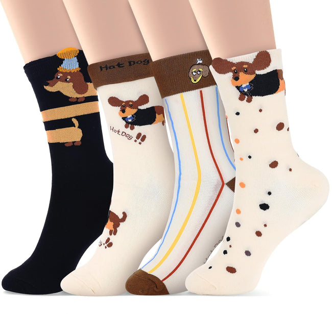 Dackel-Socken von MKLG – 4 Paar, Größe 36–42
