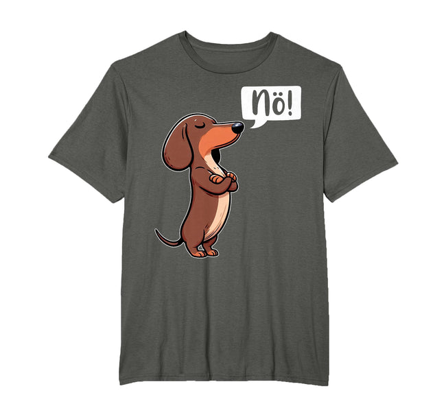 Schwarzes Rauhaardackel-T-Shirt „Nö“, Größe S