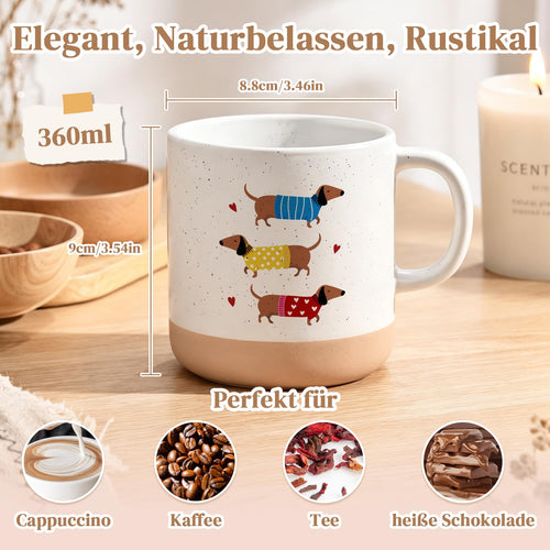 Dackel-Tasse in Beige, 360 ml von Joymaking