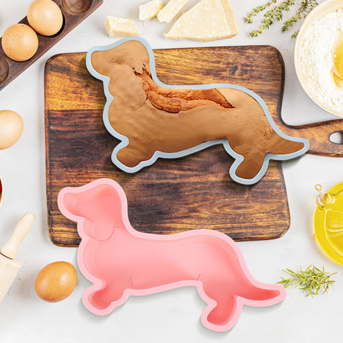 2 Stück Silikon-Kuchenform in Dackel-Hundeform Dackel Backform für Kuchen Muffin Laib Brot Toast Mousse Scone Cocktails Whisky Eiswürfelschale Tabletts Schokoladeform Keks Kuchendekoration