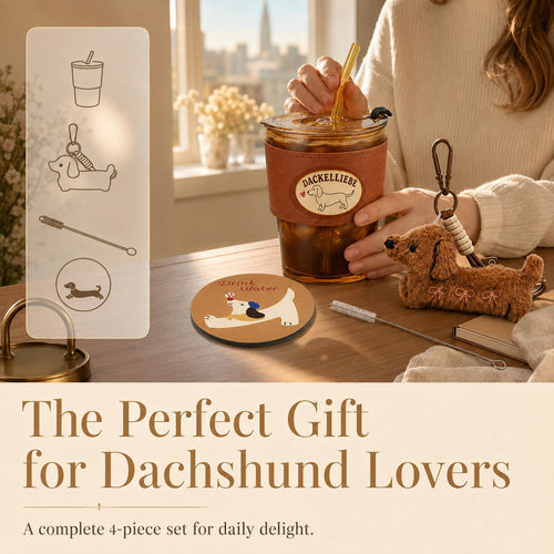 WALLFID Dackel-Glas-Geschenkset mit Zubehör