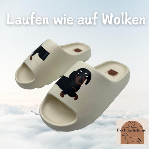 frechdachshund Dackel-Badelatschen, beige, Größe 36–37