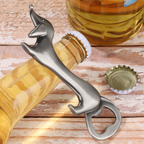 LKKCHER Niedlich Dackel Geschenke, Lustig Dackel Flaschenöffner, Dackel öffner Deko Dackel, Geburtstagsgeschenk Weihnachten Valentinstag Dackel Geschenke für Männer Frauen Dackel Fans, Silber