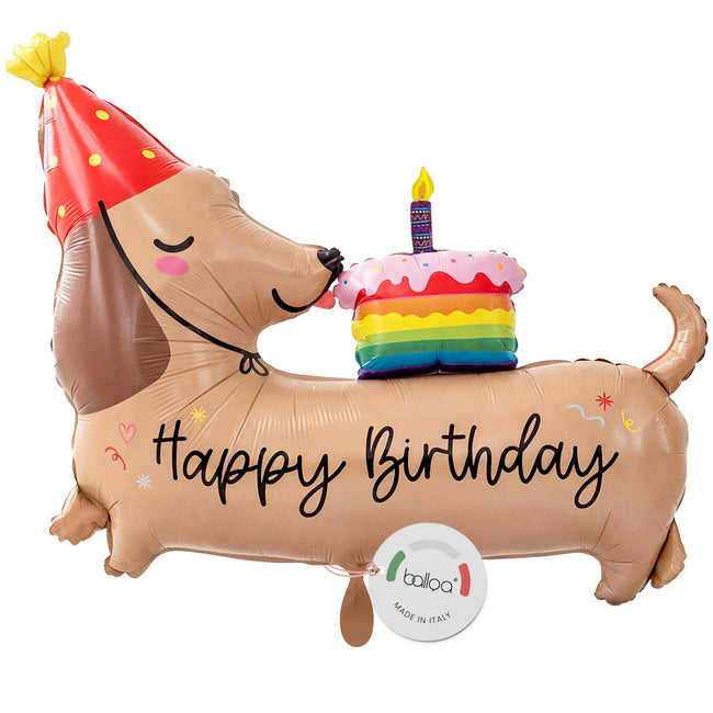 Dackel-Folienballon Happy Birthday, 94 cm von balloa