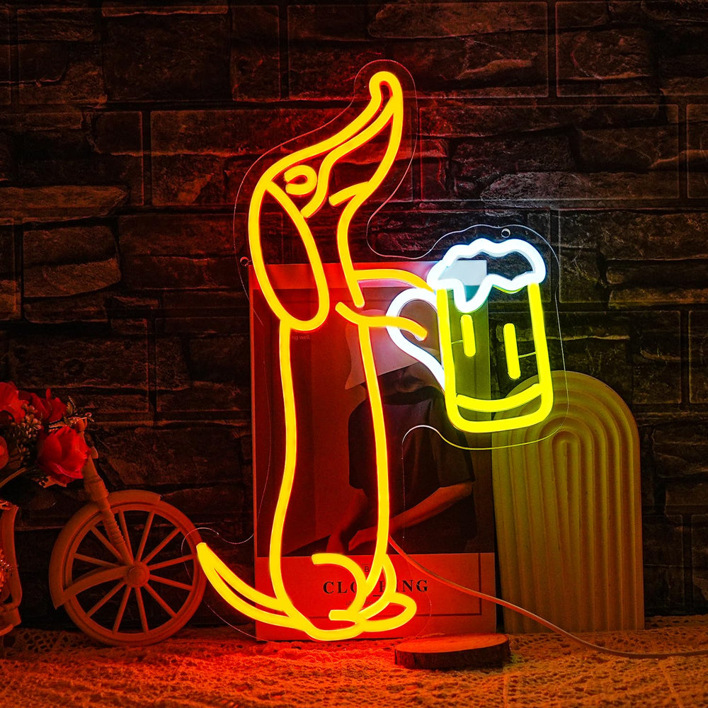 LMSIGNLY Dachshund Neon Schild für Wand Dekor Dackel LED Neon Licht Bar Neon Lichter Bier LED Neon Schilder für Haustier Shop Bar Pub Party Hund Liebhaber Dackel Geschenke Dachshund Christmas Decor