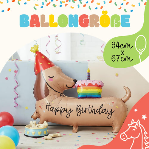 Dackel-Folienballon Happy Birthday, 94 cm von balloa