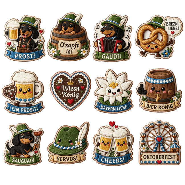 Dackel-Oktoberfest-Anstecker – 12er-Set
