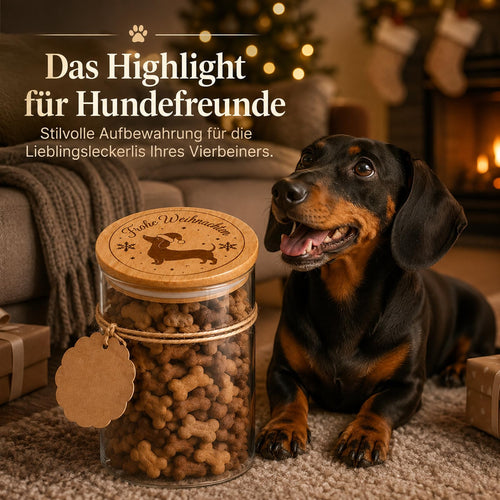PIujsym Dackel-Vorratsglas „Frohe Weihnachten“, 800 ml