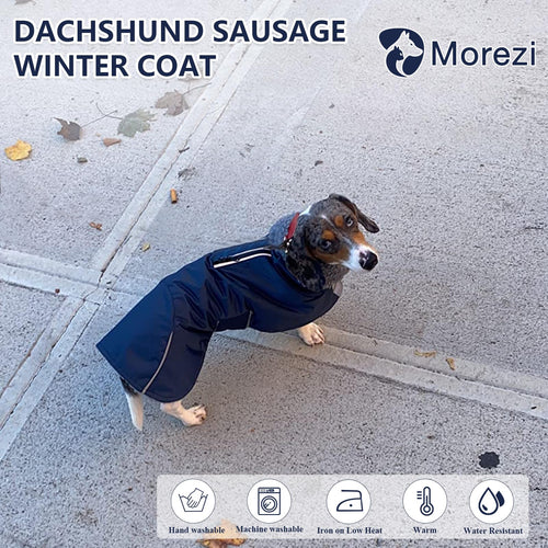 Morezi Dackel-Wintermantel, Navyblau, Größe M
