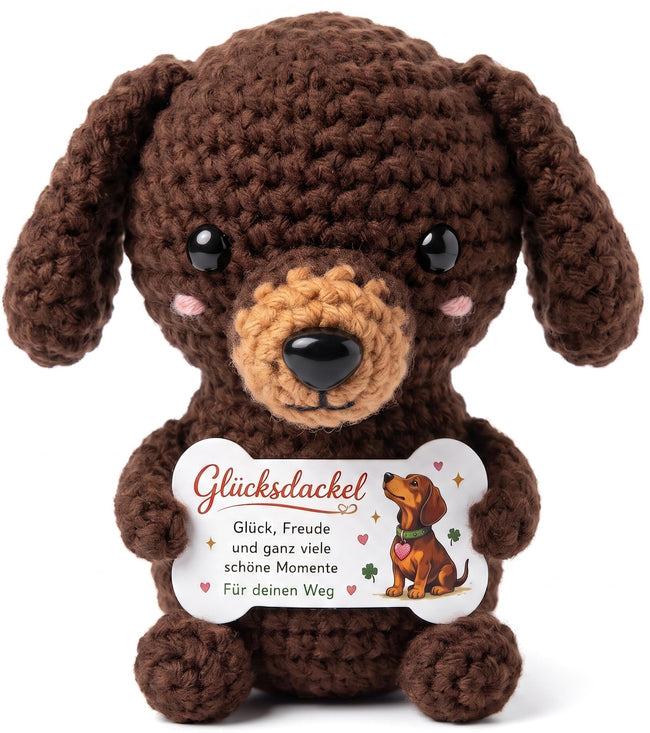 YCDKK gehäkelter Glücksdackel mit Botschaft