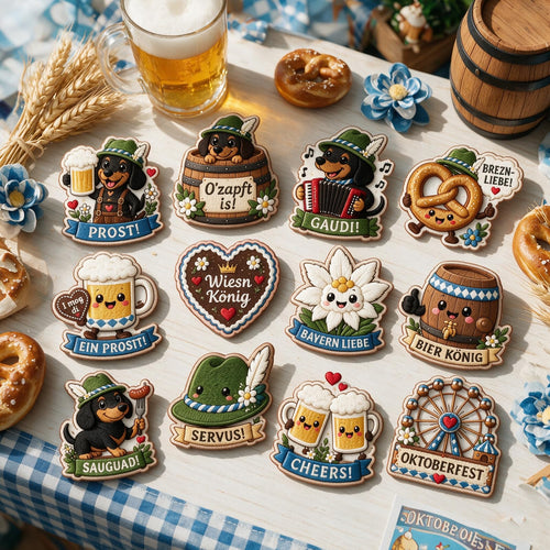 Dackel-Oktoberfest-Anstecker – 12er-Set