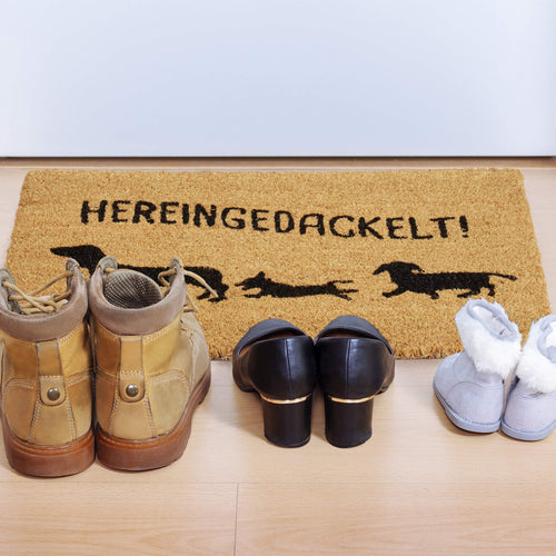 Relaxdays Kokos-Fußmatte „Hereingedackelt“