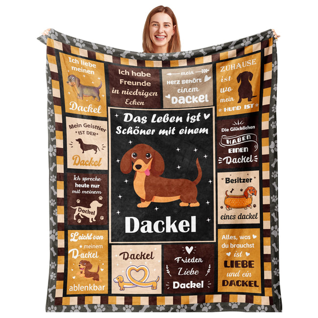 Bawzoey Dackel-Kuscheldecke, 150 × 130 cm