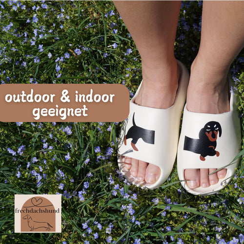 frechdachshund Dackel-Badelatschen, beige, Größe 36–37