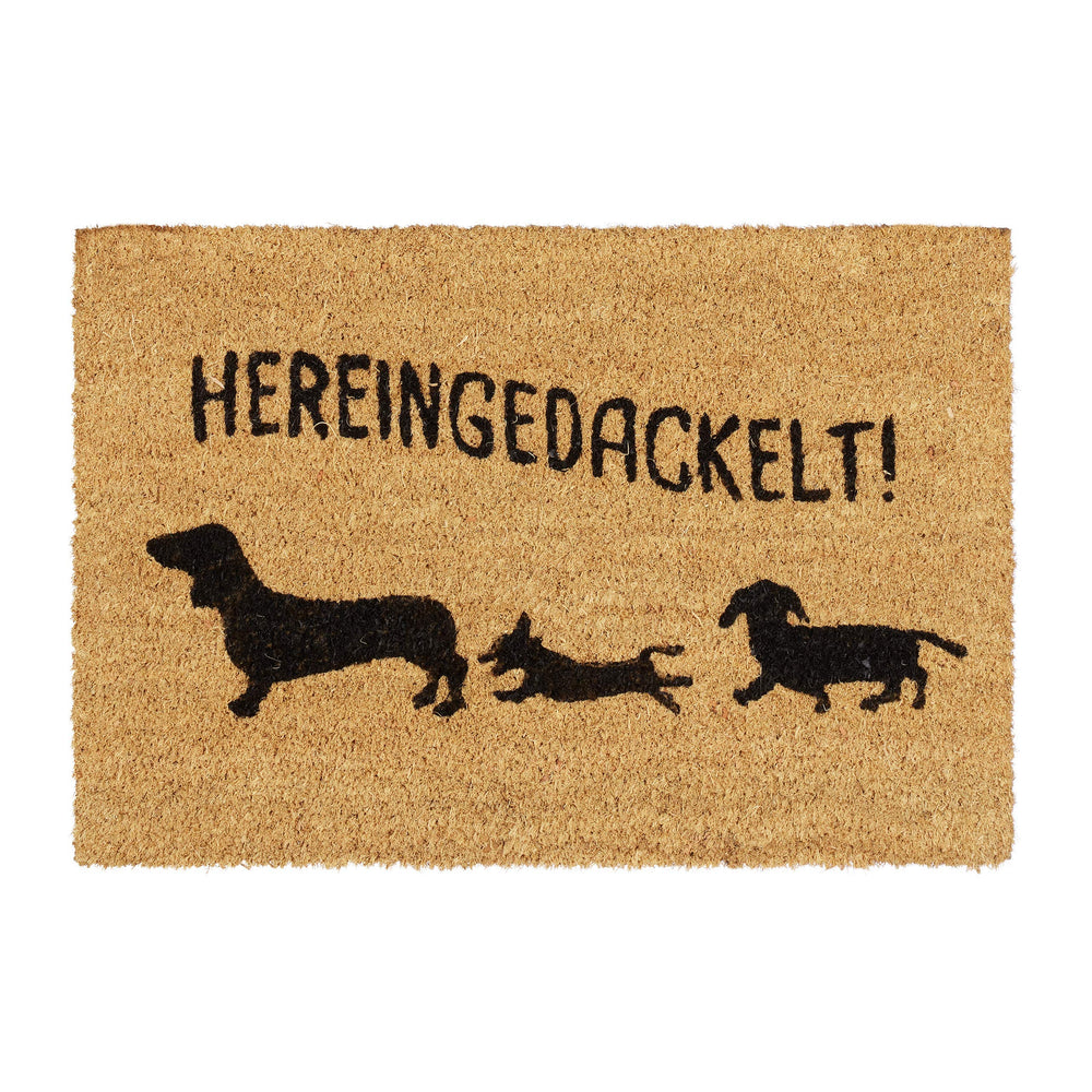 Relaxdays Kokos-Fußmatte „Hereingedackelt“