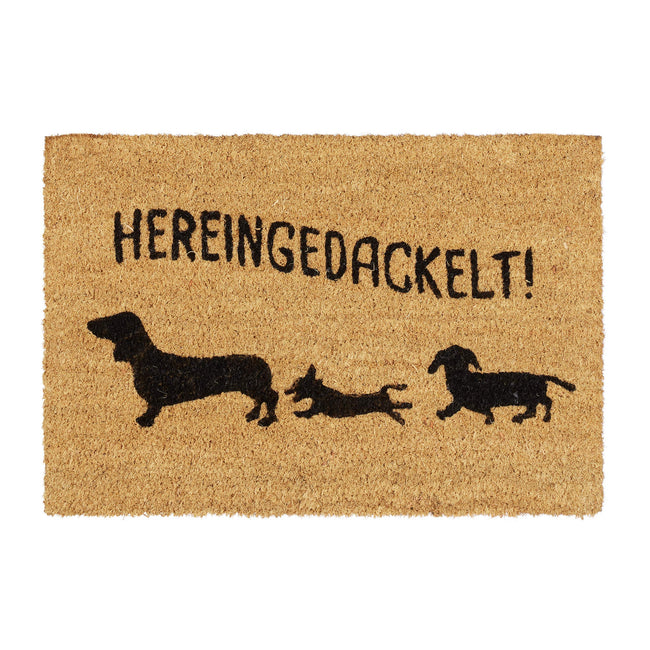 Relaxdays Kokos-Fußmatte „Hereingedackelt“