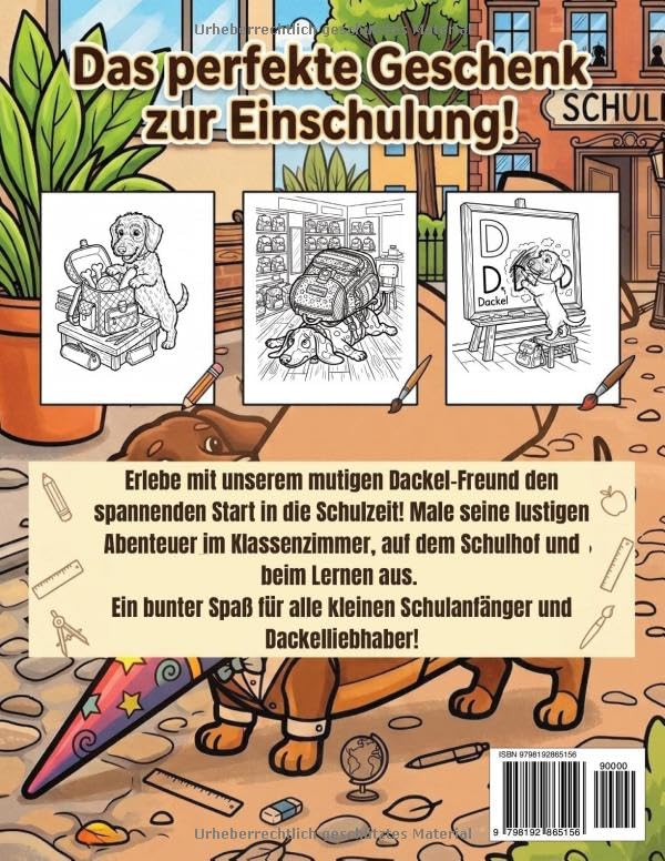 Der Dackel kommt in die Schule – Rückseite mit Beispielmotiven