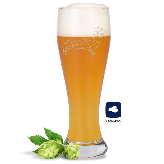 JUNIWORDS Weizenbierglas „Origami-Dackel“, 500 ml