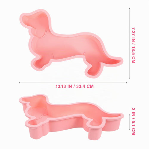 2 Stück Silikon-Kuchenform in Dackel-Hundeform Dackel Backform für Kuchen Muffin Laib Brot Toast Mousse Scone Cocktails Whisky Eiswürfelschale Tabletts Schokoladeform Keks Kuchendekoration