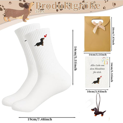 Dackel-Socken-Geschenkset mit Anhänger von MOAZIFI