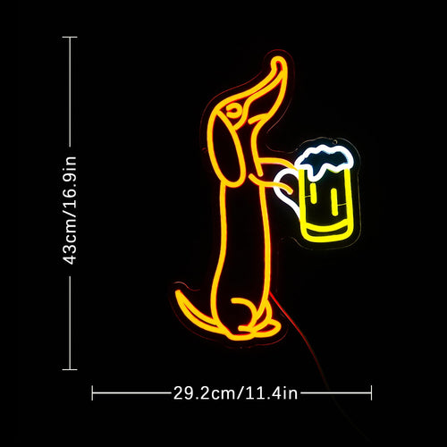 LMSIGNLY Dachshund Neon Schild für Wand Dekor Dackel LED Neon Licht Bar Neon Lichter Bier LED Neon Schilder für Haustier Shop Bar Pub Party Hund Liebhaber Dackel Geschenke Dachshund Christmas Decor