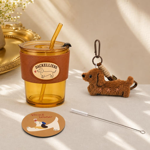 WALLFID Dackel-Glas-Geschenkset mit Zubehör