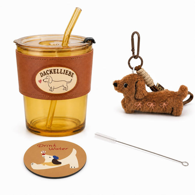 WALLFID Dackel-Glas-Geschenkset mit Zubehör