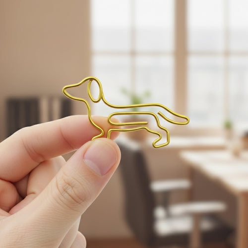 Dackel Büroklammern 50er Set - Dackel Merch, Goldene Dachshund Klammern als Dackel Geschenk, Niedliche Dackel Deko fürs Büro, Büro Accessoires für Hunde Liebhaber