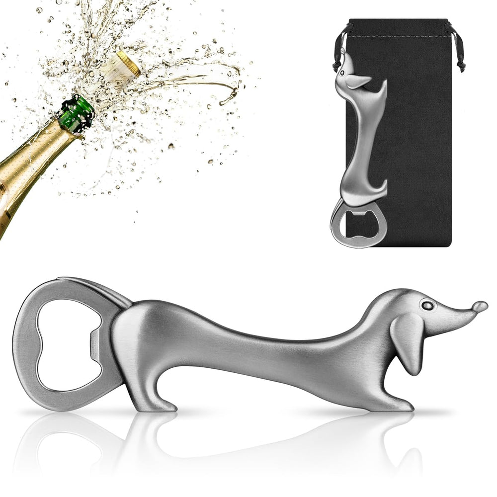 LKKCHER Niedlich Dackel Geschenke, Lustig Dackel Flaschenöffner, Dackel öffner Deko Dackel, Geburtstagsgeschenk Weihnachten Valentinstag Dackel Geschenke für Männer Frauen Dackel Fans, Silber