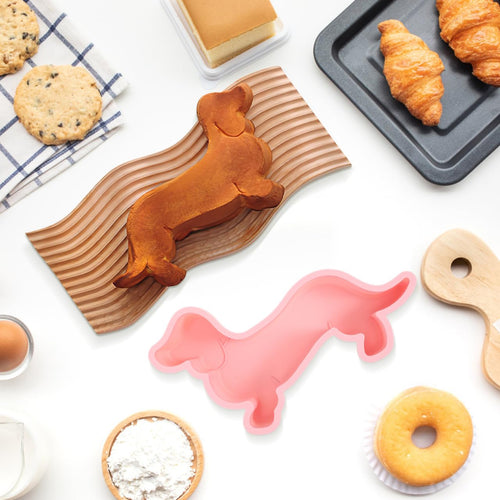 2 Stück Silikon-Kuchenform in Dackel-Hundeform Dackel Backform für Kuchen Muffin Laib Brot Toast Mousse Scone Cocktails Whisky Eiswürfelschale Tabletts Schokoladeform Keks Kuchendekoration