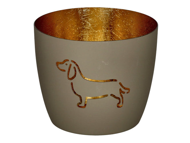 Giftcompany Madras Dackel-Windlicht M, Hot Sandstone/Gold