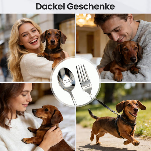 WALLFID Dackel-Besteckset: Löffel und Gabel, 19,5 cm