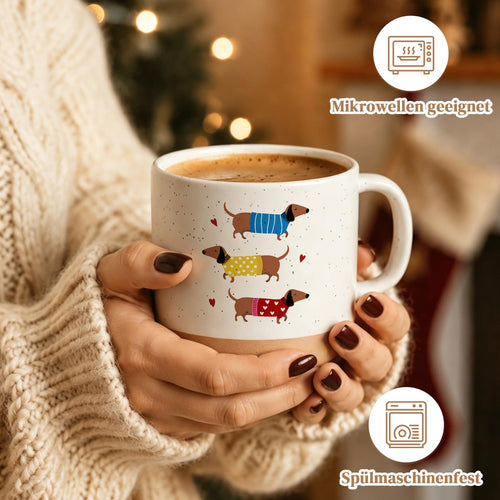 Dackel-Tasse in Beige, 360 ml von Joymaking