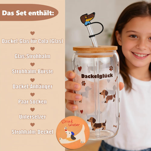 Dackel-Geschenkset mit Trinkglas, 500 ml von Chsukozic