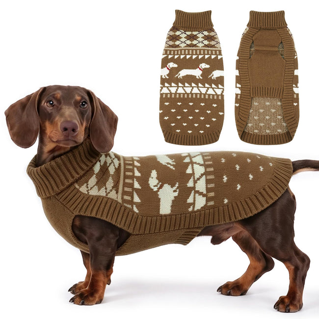 Hjyokuso Dackel-Hundepullover mit Rollkragen, XL
