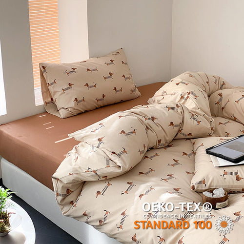 Lanqinglv Bettwäsche 135x200 Kinder Dackel Braun Bettwäsche Mädchen Jungen
