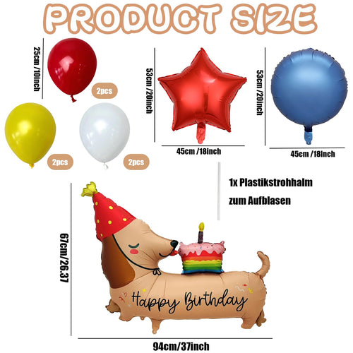 Dackel-Ballonset Happy Birthday von DuoLiAnLiang