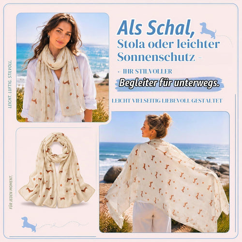 Geyoga Schal mit Dackelmotiv und Grußkarte, 180 × 70 cm