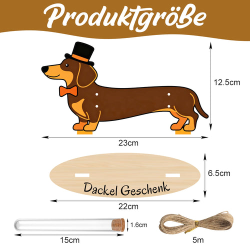 Yezirzax Dackel-Geldgeschenk aus Holz mit Geldröhrchen